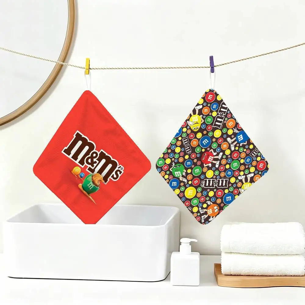Foot Rugs M-M&M Candy Polyester Cotton Hand Wiping Towel, Hanging Towel, Quick Dry for Kitchen Bathroom Daily Supplies