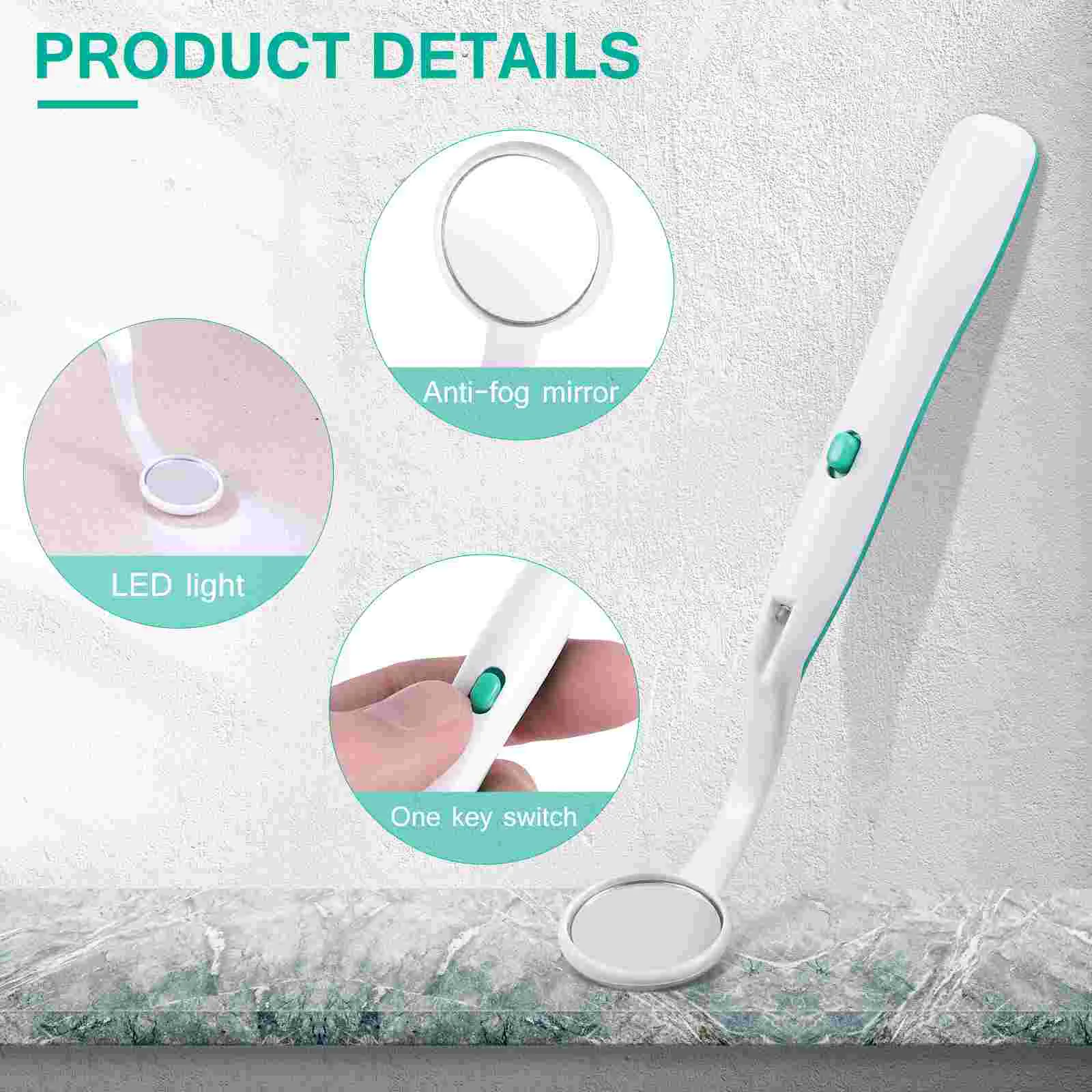 Supvox Anti-fog Oral Dental Mirror Mouth Mirror with Bright LED Light Handle for Home Dentist Dental Care (Green)