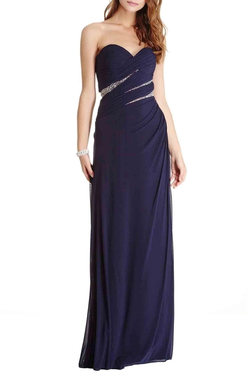 

Sheath Sweetheart Strapless Pleated Bodice Embellishments Evening Dress