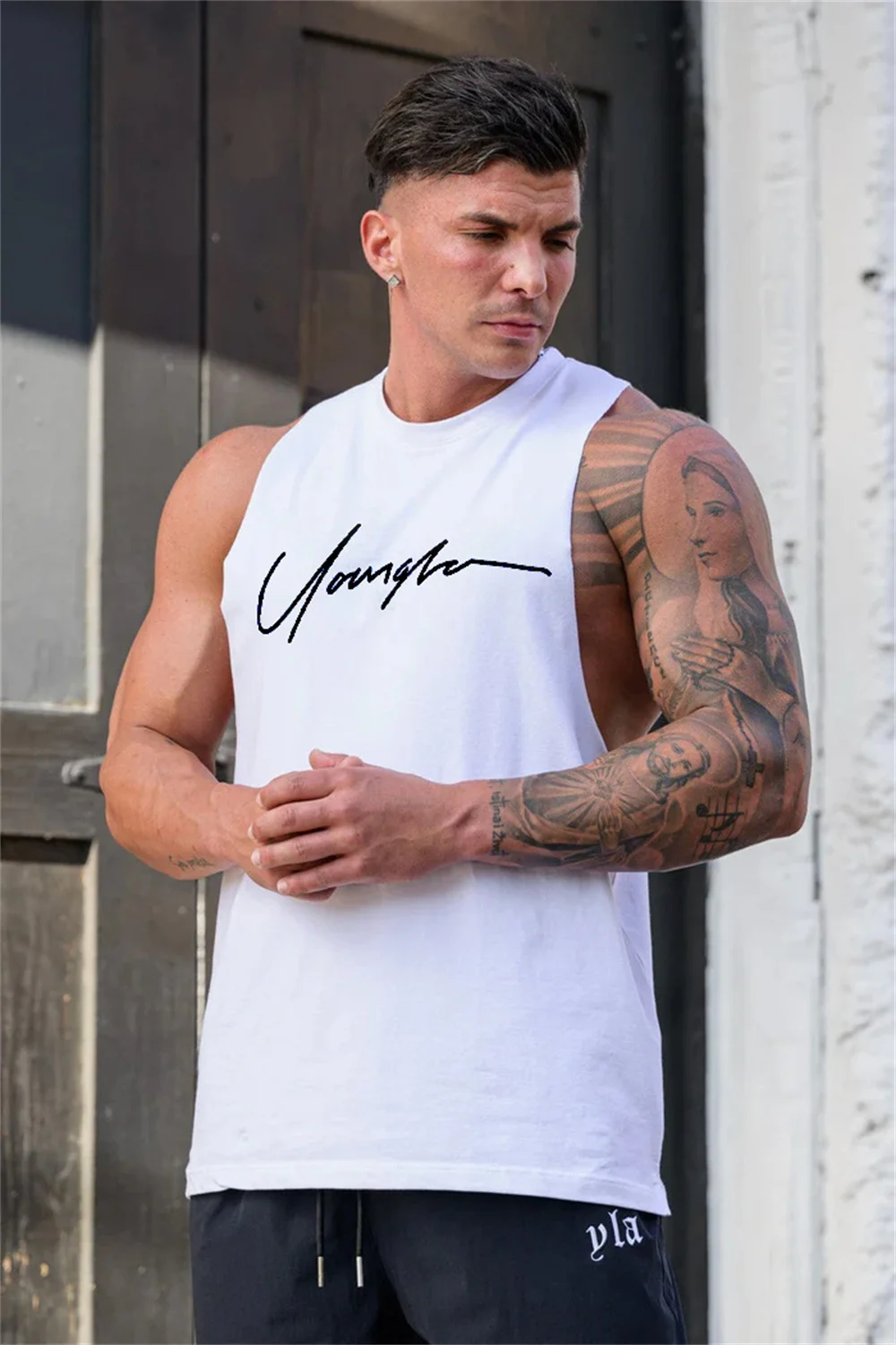 Cotton Bodybuilding Tank Tops Men Gym Fitness Sport Sleeveless Shirt Male Casual Stringer Singlet Vest Summer Workout Clothing