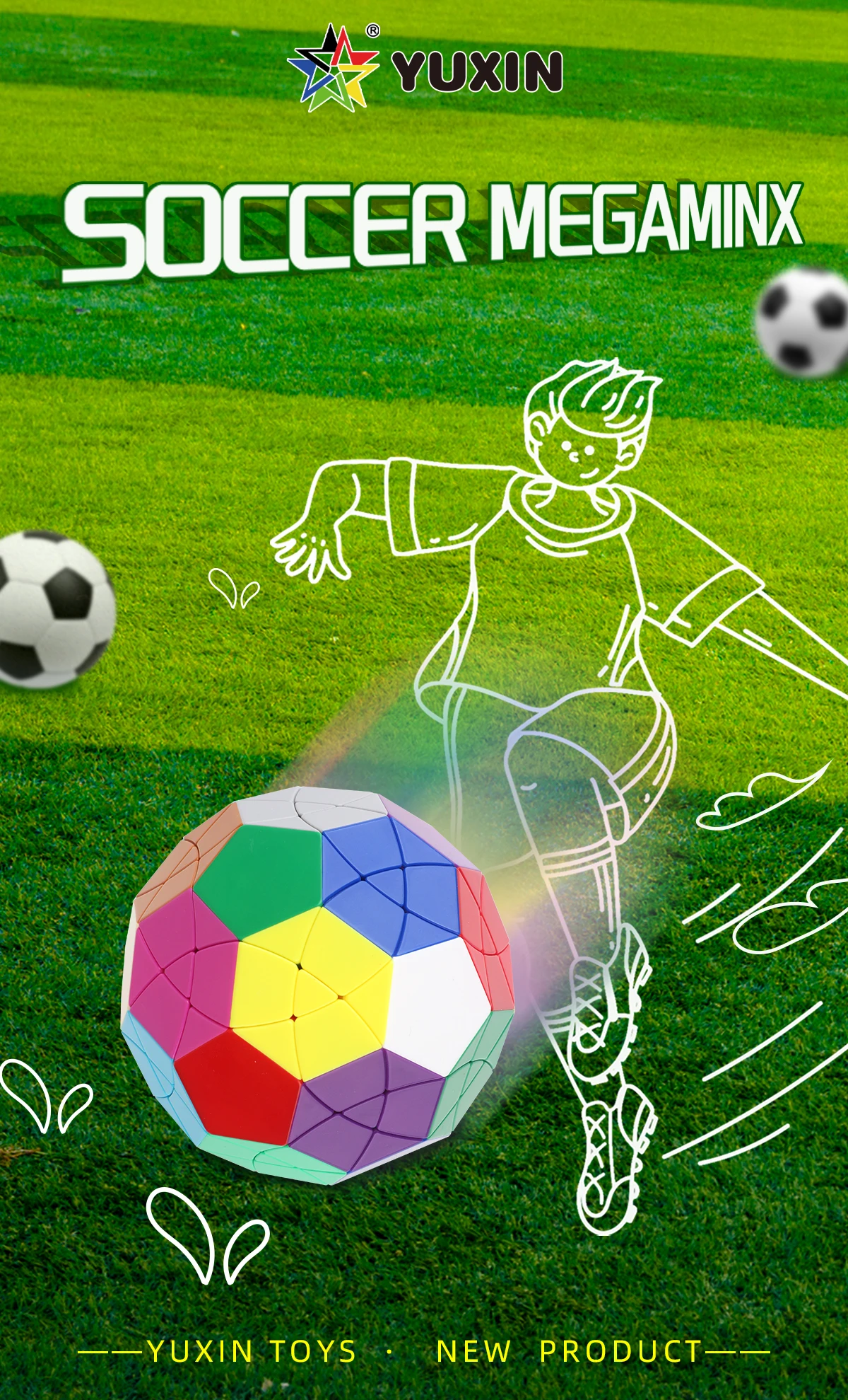 

Кубик-головоломка YuXin 12 Axis 32 Faces Football Megaminx: Профессиональная головоломка необычной формы, Cubo Magico