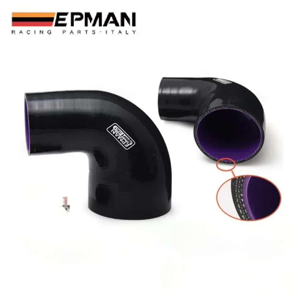 EPMAN 4-Ply Silicone 90 Degree Elbow Reducer Hose Black 63-80/76-80/76-83/76-89mm For BMW e39 EP-SS90R