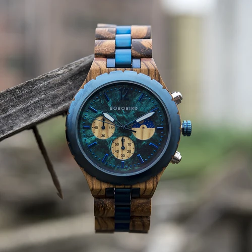 BOBO BIRD reloj de madera para hombre, relojes elegantes de lujo, relojes cronógrafo militar de cuarzo, reloj masculino, triangulación de envíos personalizada