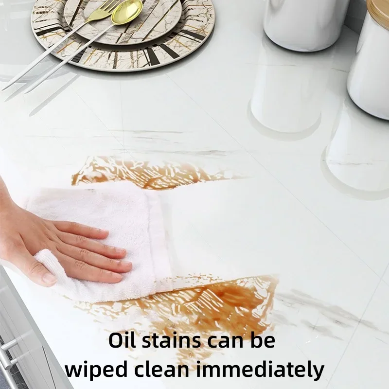 Self-adhesive Films Desktop Renovation Decor Marble Pattern Kitchen Sticker Oil Resistant Heat-resistant Aluminum Foil Bottom
