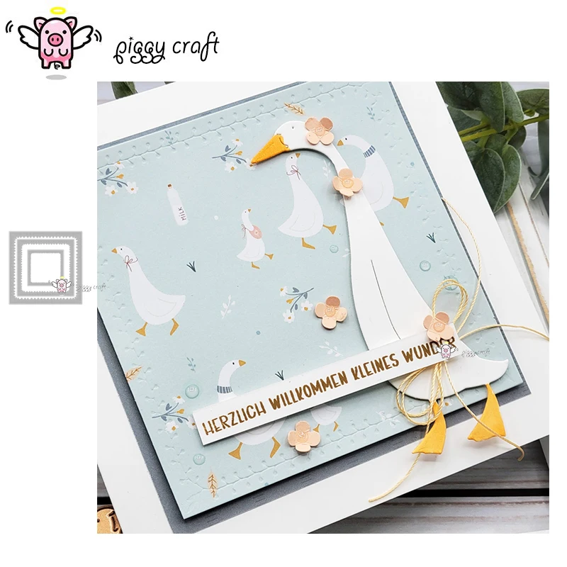 Piggy Craft metalowe matryce do wycinania matryce do wycinania liście kwiatowe kwadratowa ramka papier do scrapbookingu nóż rzemieślniczy forma