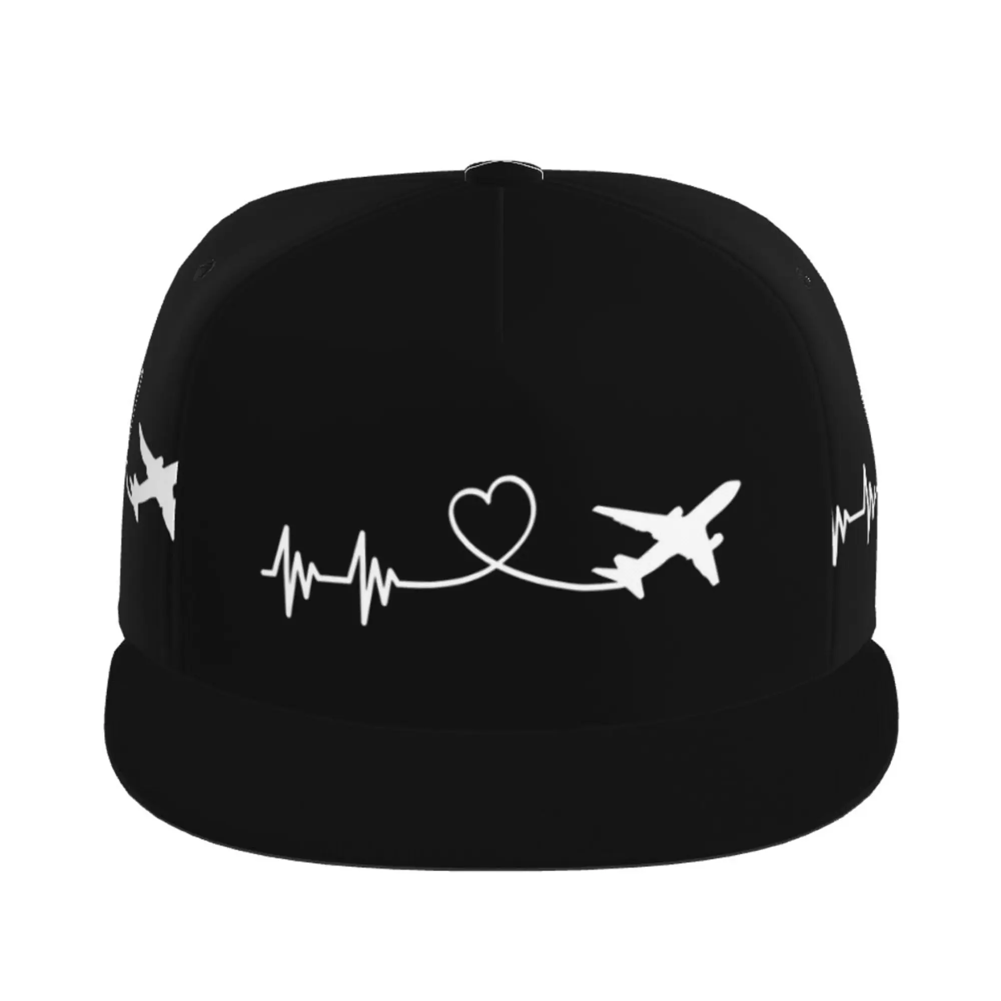 Berretto da Baseball con motivo a battito cardiaco dell'aeroplano cappello Snapback berretto a tesa piatta Hip Hop Unisex stampa regolabile per adulti taglia unica all'aperto