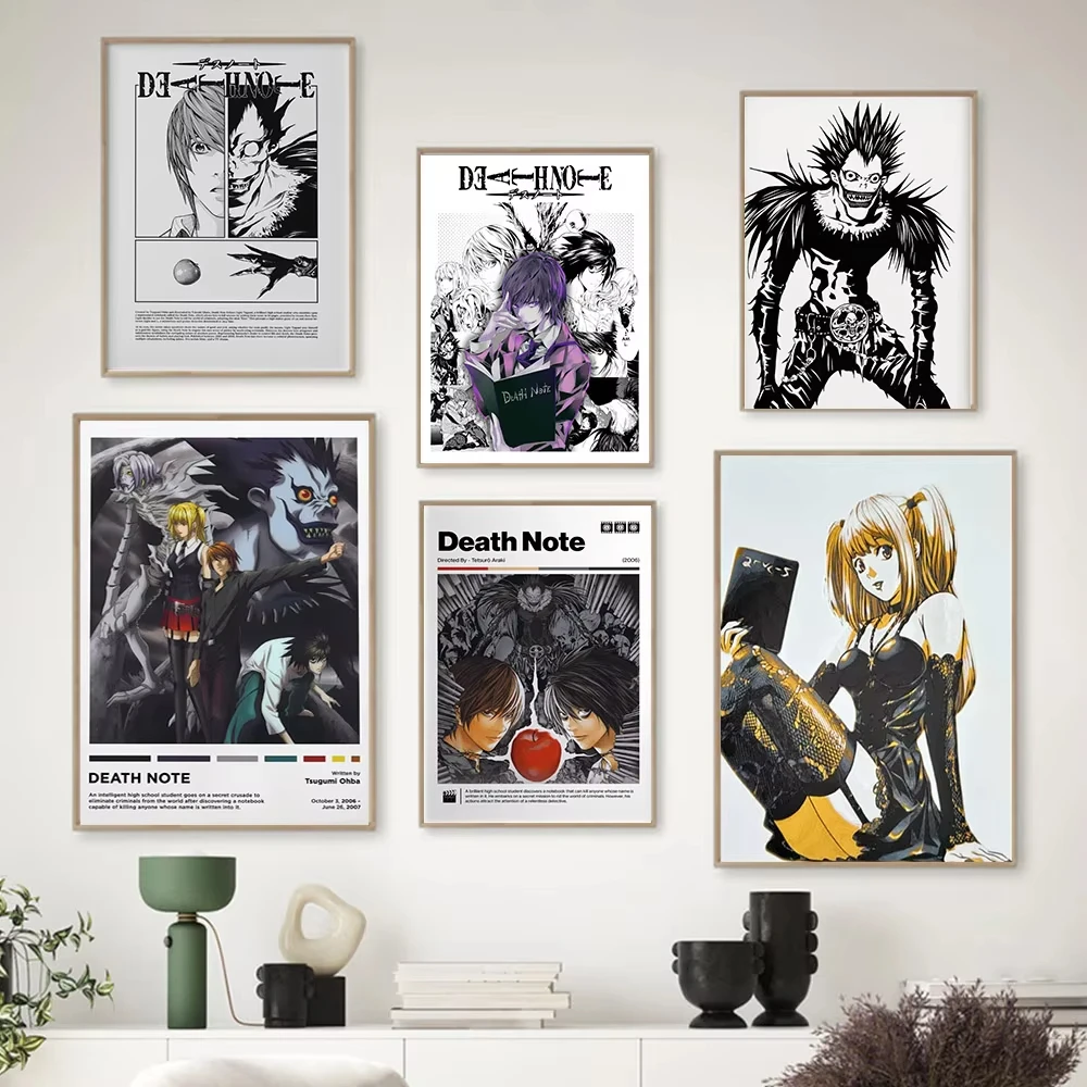 مذكرة الموت اليابانية التشويق أنيمي المشارك HD جودة عالية كول ياغامي ضوء الرسم على لوحات القماش الجدارية لعبة غرفة ديكور المنزل الهدايا