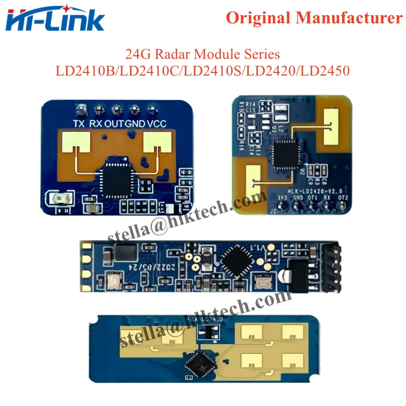 Hi-Link 24G HLK-LD2410B HLK-LD2410C HLK-LD2410S HLK-LD2420 HLK-LD2450 FMCW 24G Smart Human Presence Motion Status Sensor Radar