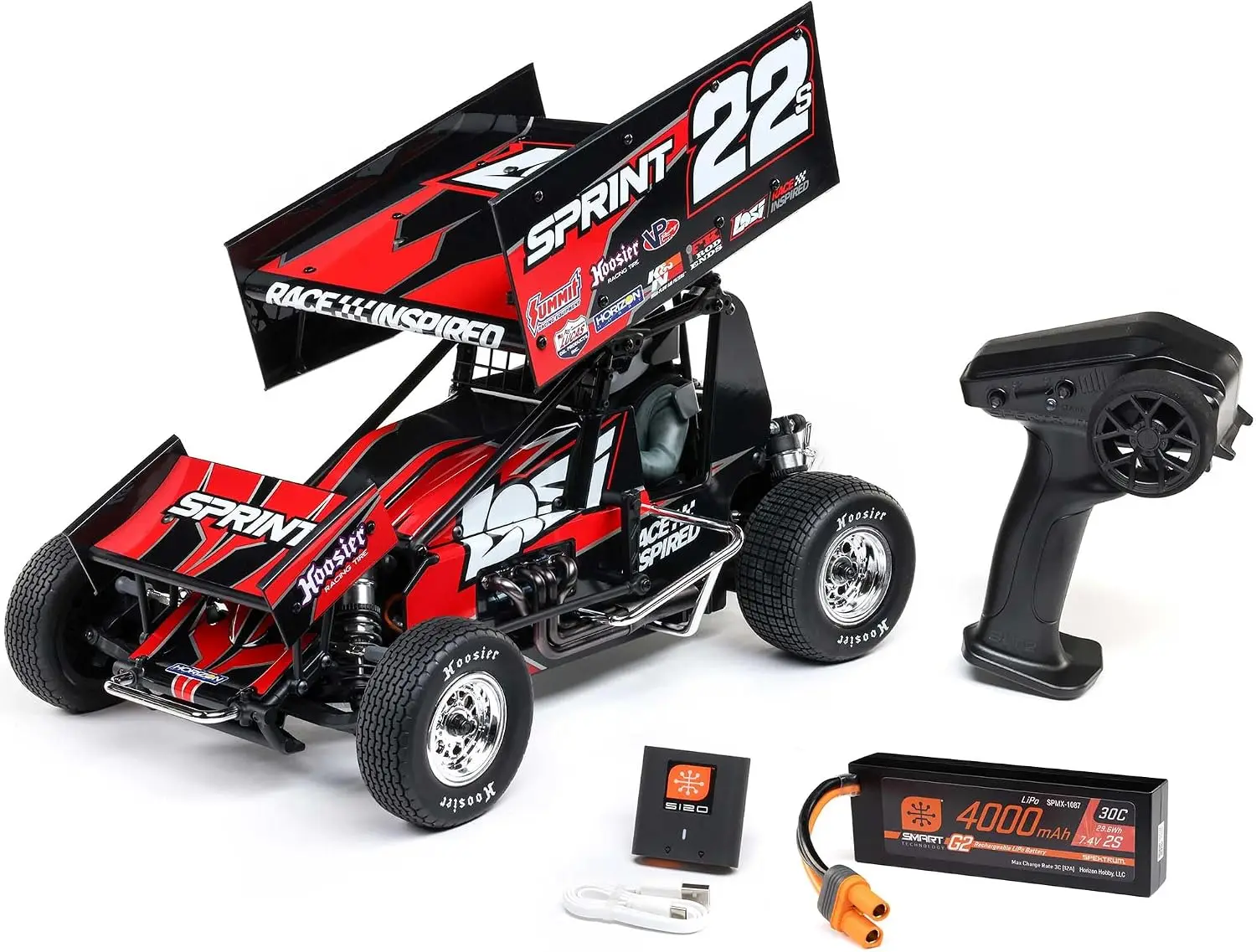 Red 1/10 Scale 22S Sprint RTR RC Car with Battery And Charger 2 Wheel Drive for Kids And Adults by Losi