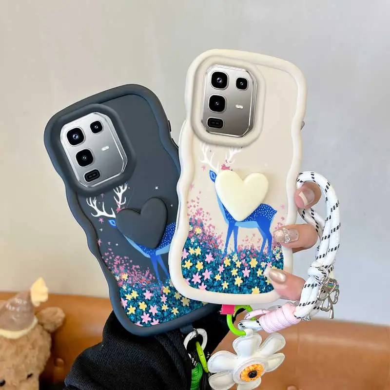 3pcs( Mysterious Deer phone Case+Lanyard+Craft Embellishments) For Infinix Note50S/Note50Pro/Note50/Note50X Phone Case