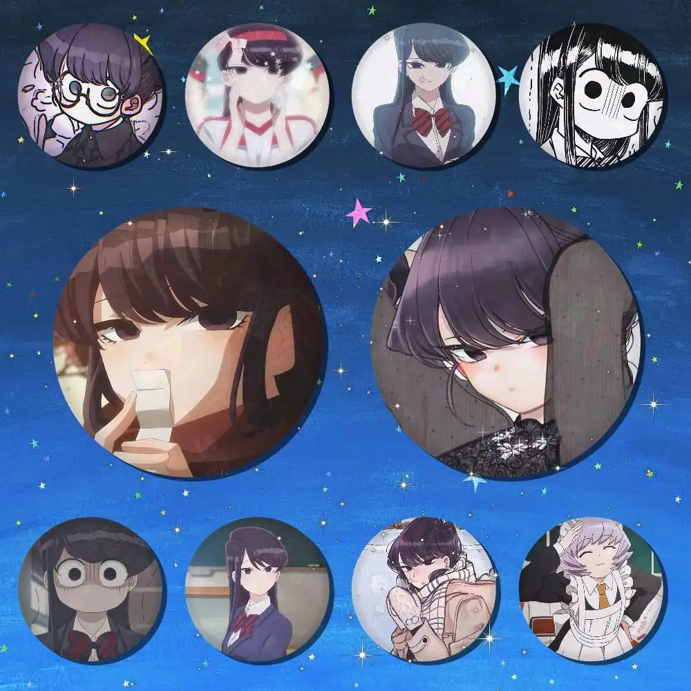 A-Komi Can't Communicate Tinplate Brooch Figure Icon Badge Handmade Brooches For Backpack Clothes Decoration