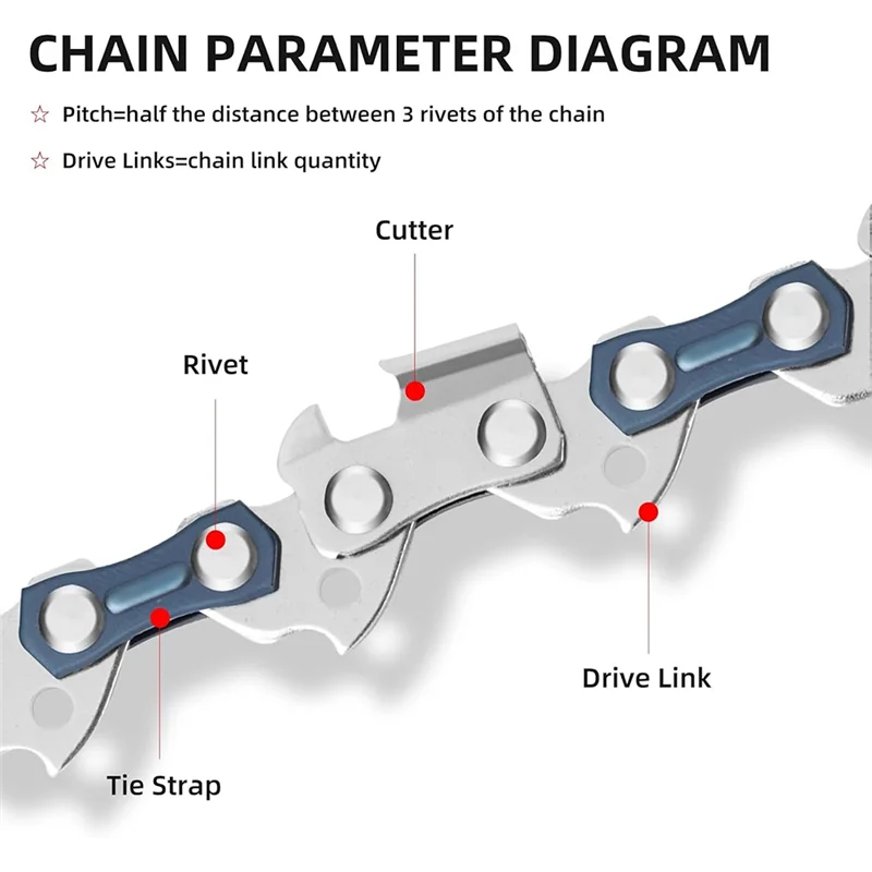 

5Pack 14In Chainsaw Chain 52 Drive Links .050In Gauge, 3/8In Pitch Replacement Chains For ,Echo,Poulan-A68E