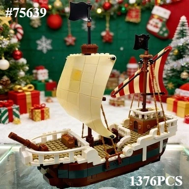 

Набор строительных блоков «Пиратский корабль» 75639, совместимый с деталями Lego, идеально подходит для рождественских подарков, 1376 деталей.