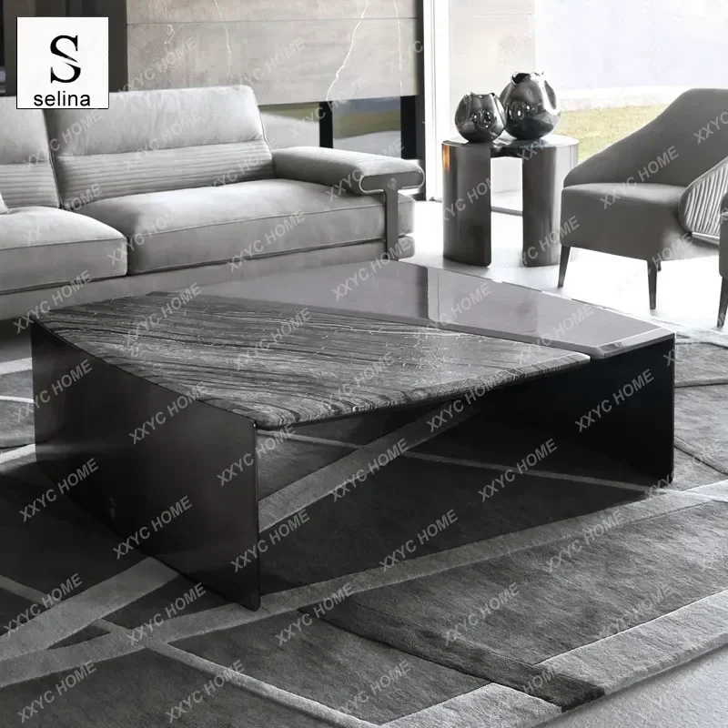 minimalist villa living room premium square marble coffee table