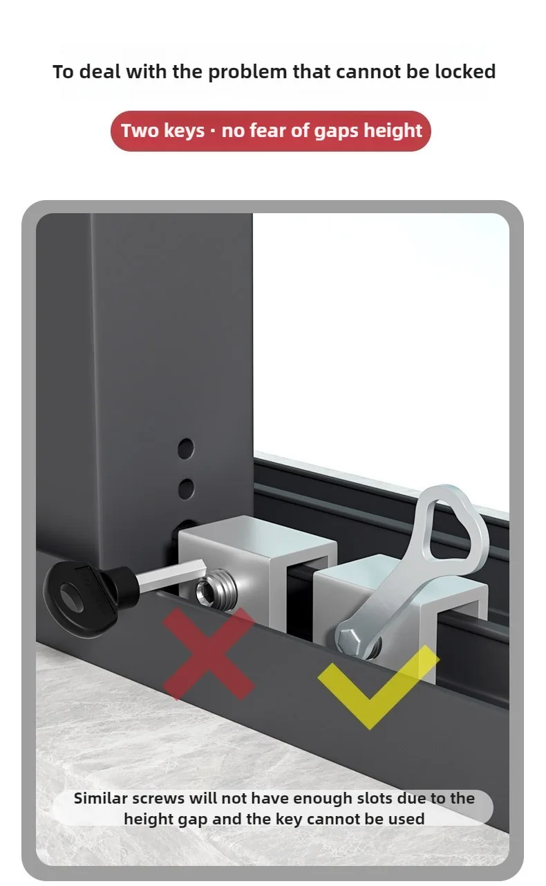 1/2 Stück Verstellbarer Fensterstopper Sicherheitsschlösser für Kinder und Haustiere Diebstahlsicheres Türschloss Ohne Bohren Schiebefensterschloss-Hardware – Detail 3