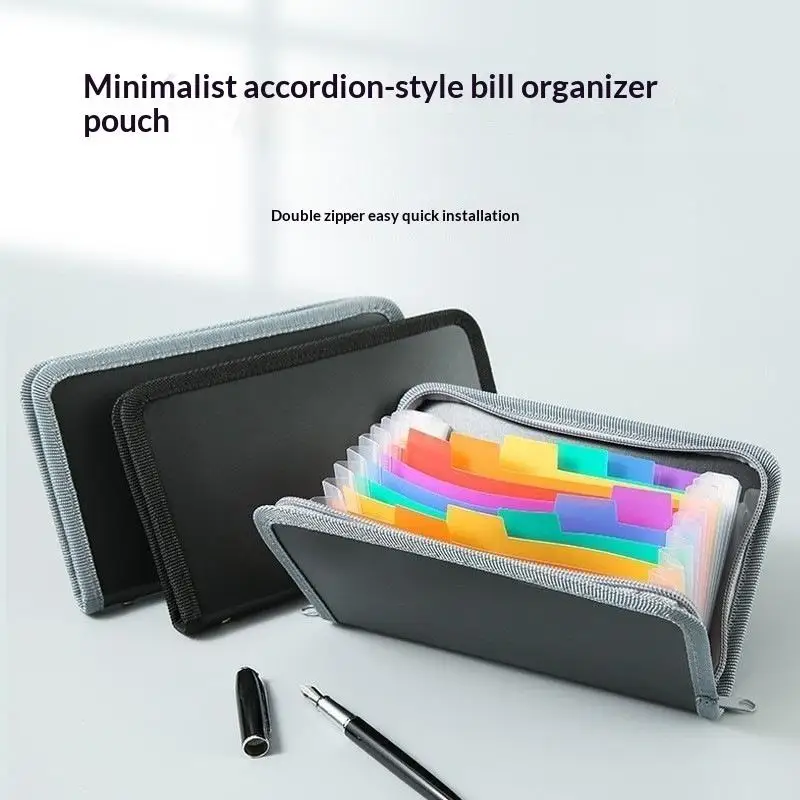A6 Colorful Expanding File Folder 13 Compartment Bill Document Zipper Organizer Office Supplies