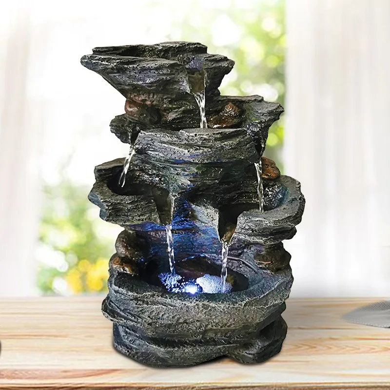 Creative pastoral rockery alpine fountain office desktop small ornament home living room entrance decoration