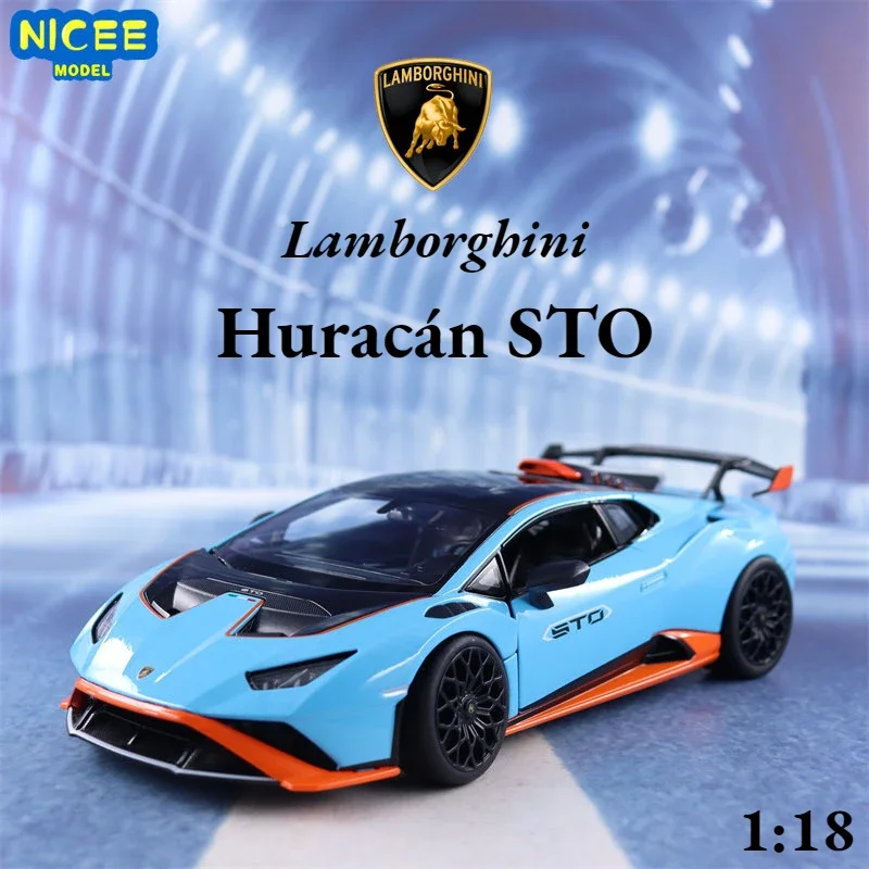 1:18 Lamborghini Huracan STO sports car High Simulation Diecast Car Metal Alloy Model Car Children\'s toys collection gifts F529