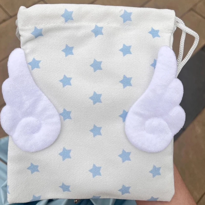 

Модная сумка на шнурке с крыльями ангела, холст, портативный дорожный органайзер для косметики, пылезащитная сумка для хранения, карман для пучка ювелирных изделий для макияжа