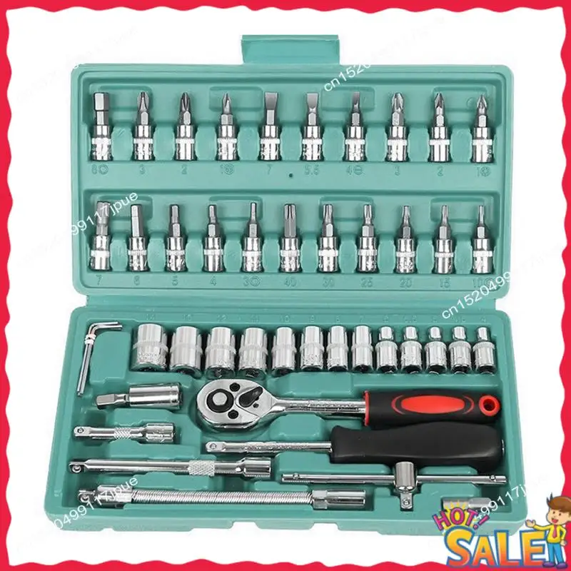BOFO 46 Piece/Set Of Car Repair Tool Kit Socket Set Car Repair Tool Ratchet Torque Wrench Combo Auto Repairing Tool Set