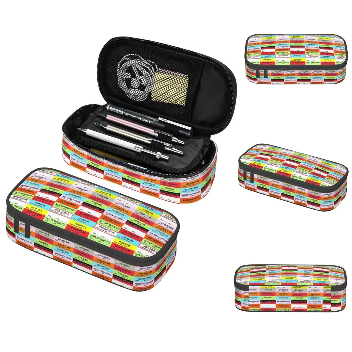 Medical Nurse Anesthesia Medication Labels Pencil Case for Students School Pen Box Pencil Bag Stationery Supplies Pen Holder Bag