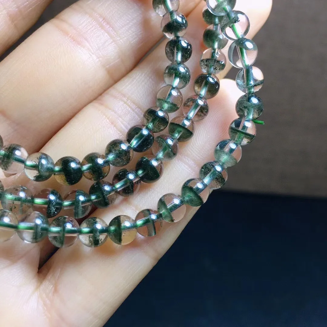 5mm Natural Green Ghost Phantom Quartz Bracelet For Woman Man Love Healing Gift Beads Clear Crystal Strands Jewelry AAAAA