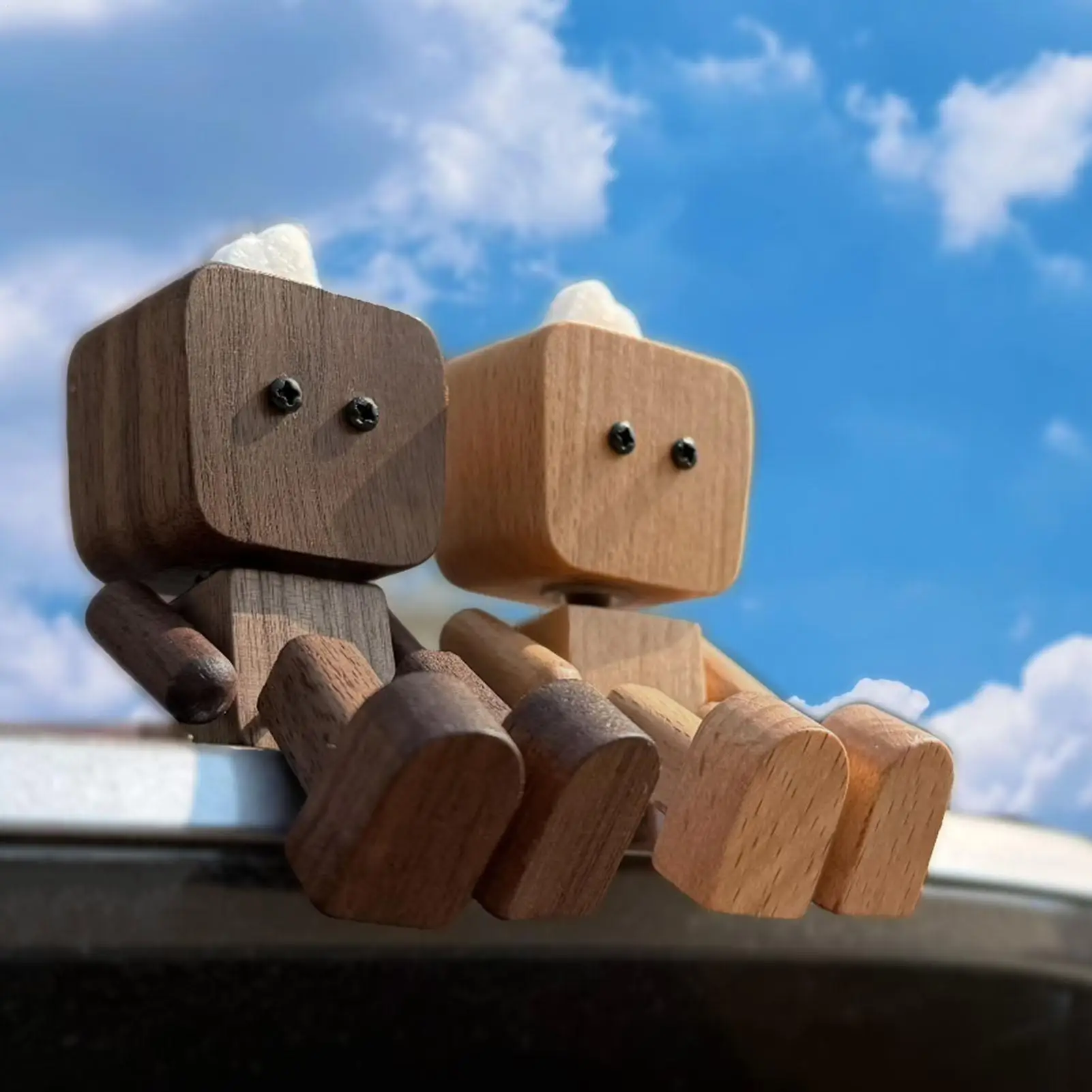 

Car Dashboard Decorations Wooden Human Figure Dashboard Decoration Tabletop Sculpture Feet Wobbling Ornament For Commuting