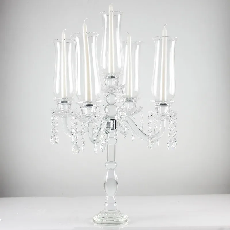 

Transparent 5-head crystal candlestick home decoration romantic dinner