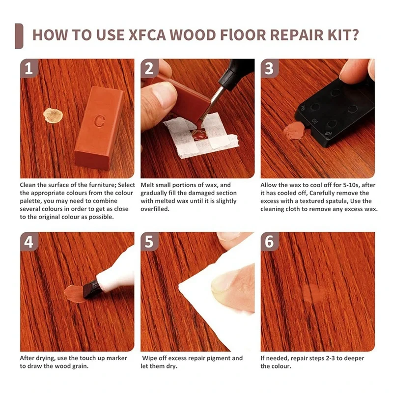 ชุดซ่อมพื้นไม้ DIY สำหรับใช้ในบ้าน ชุดซ่อมพื้นลามิเนต ชุดซ่อมแผ่นไม้ ชุดซ่อมรอยขีดข่วนบนพื้นไม้ เครื่องมืออุดรอยเล็บ