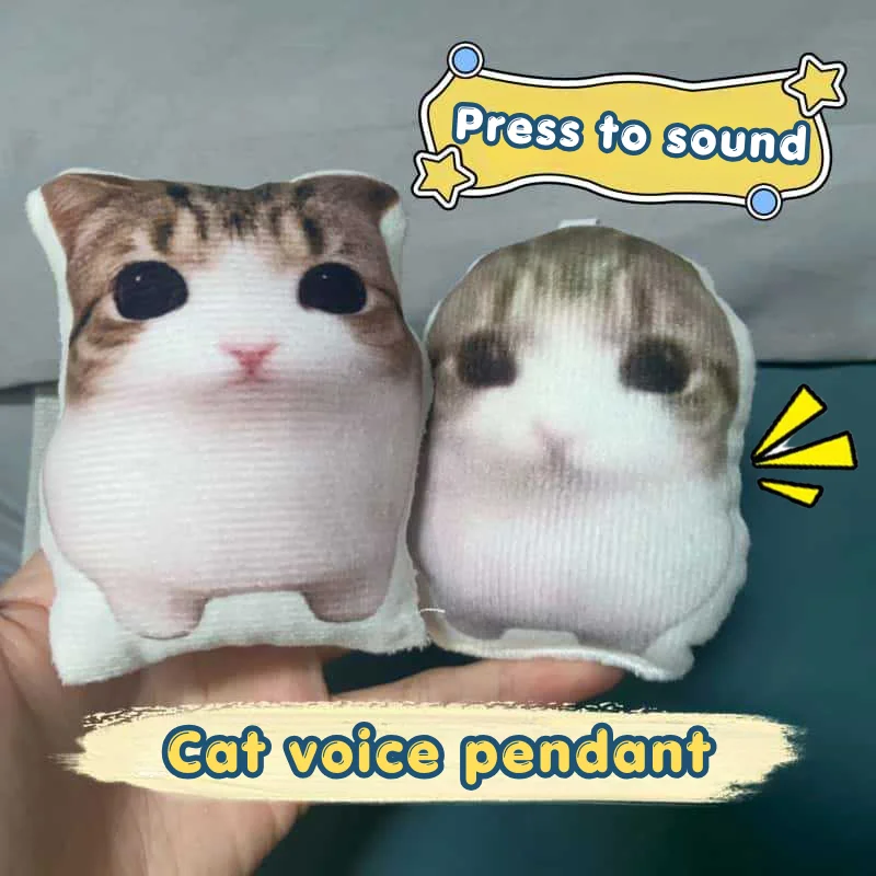 Squeeze Sound Cat Plush Pendant Funny Crying Cat Keyring Soft Plush Bag Ornament  Stress Toy Gift For Cat Lovers Llavero 키링