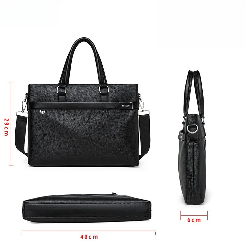 Men's Business Genuine Leather Durable Laptop Briefcase 14-inch Computer Briefcase Lightweight Waterproof Shoulder Bag