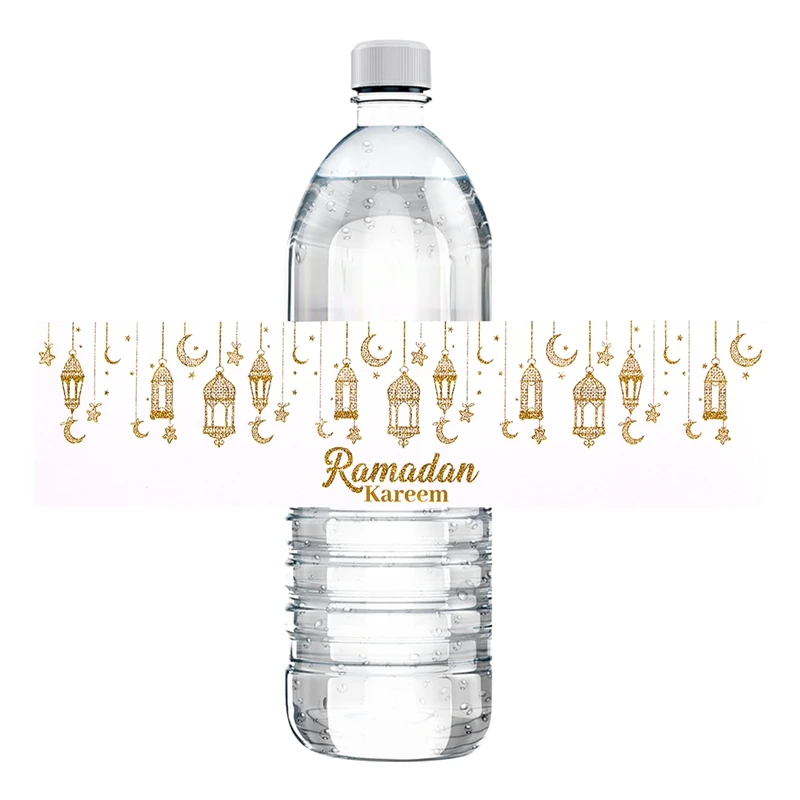 10pcs Eid Mubarak Bottle Wrapper Paper Sticker Ramadan Kareem Festival Party Decor Water Bottle Label Muslim Islamic Eid Al-fitr view 3