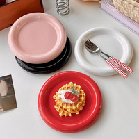 Round Ceramic Food Plate Ins Style Thick-edged Western Food Plate Creative Nordic Tableware Dessert Plate Steak Pasta Plate