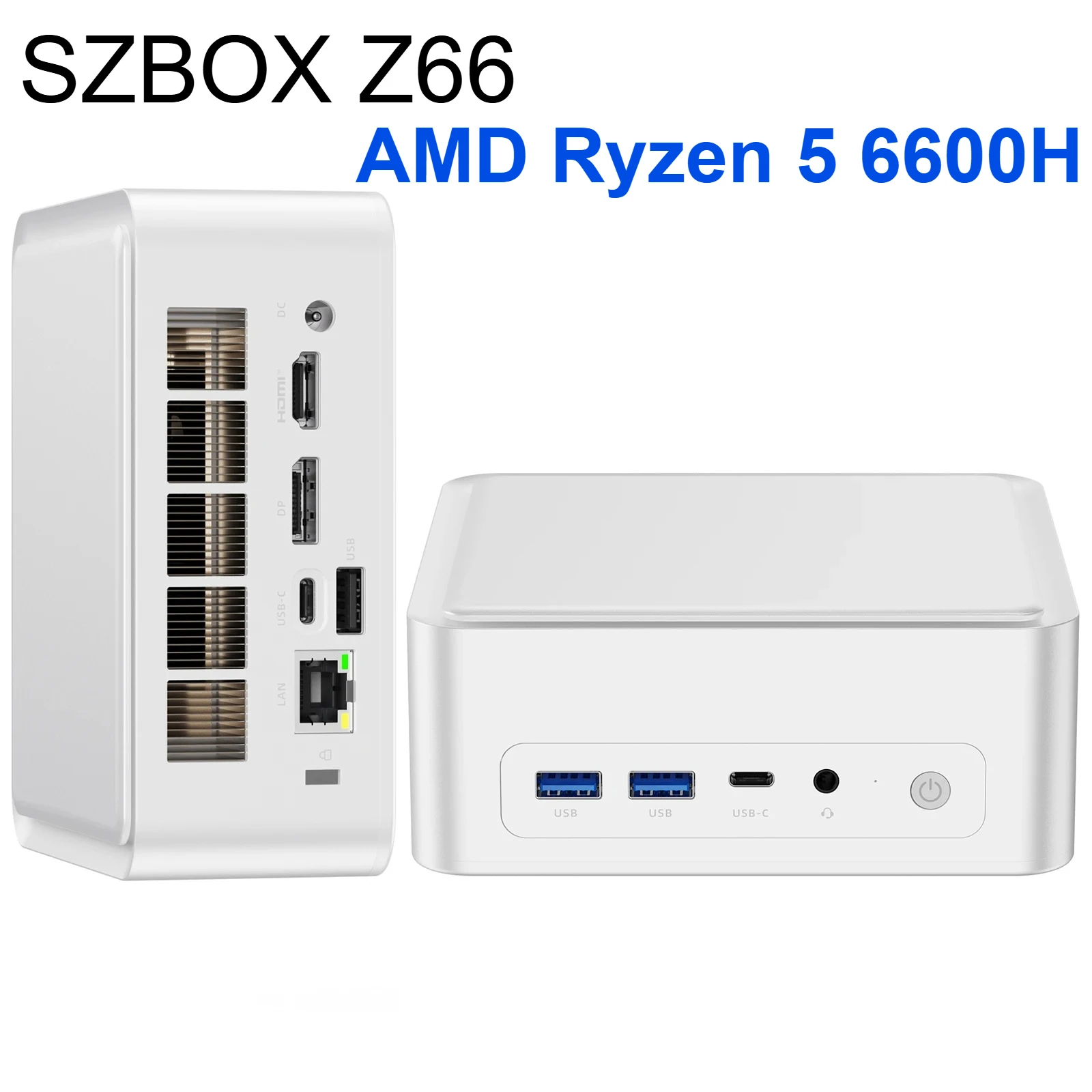 SZBOX Z66 AMD R5 6600H كمبيوتر صغير DDR5 5600Mhz M.2 2280 NVME SSD PCIE3.0 Wins11Pro USB4.0 WIFI6 BT5.2 لعبة كمبيوتر مكتبي