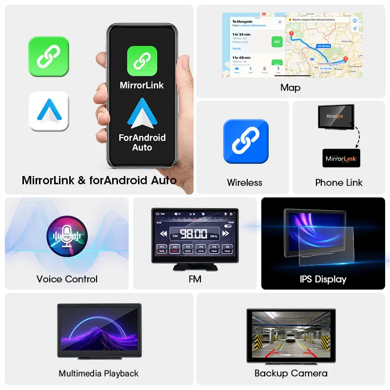 7 9 10 بوصة Carplay Car Smart Screen مشغل فيديو الوسائط المتعددة Carplay اللاسلكي Android Auto Car Radio for Android Apple Stereo