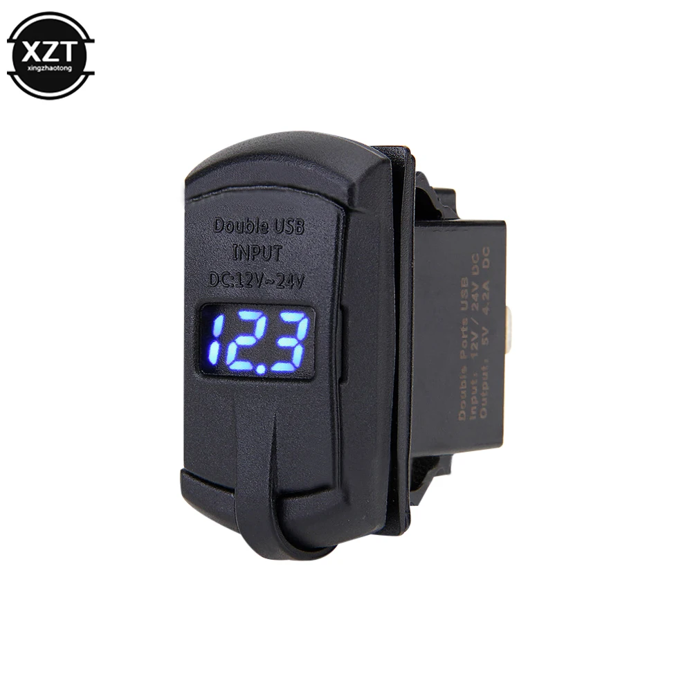 

NEW Quick Charge 3.0 Dual USB Rocker Switch QC 3.0 Fast Charger LED Voltmeter for Boats Car Truck Motorcycle Smartphone Tablet