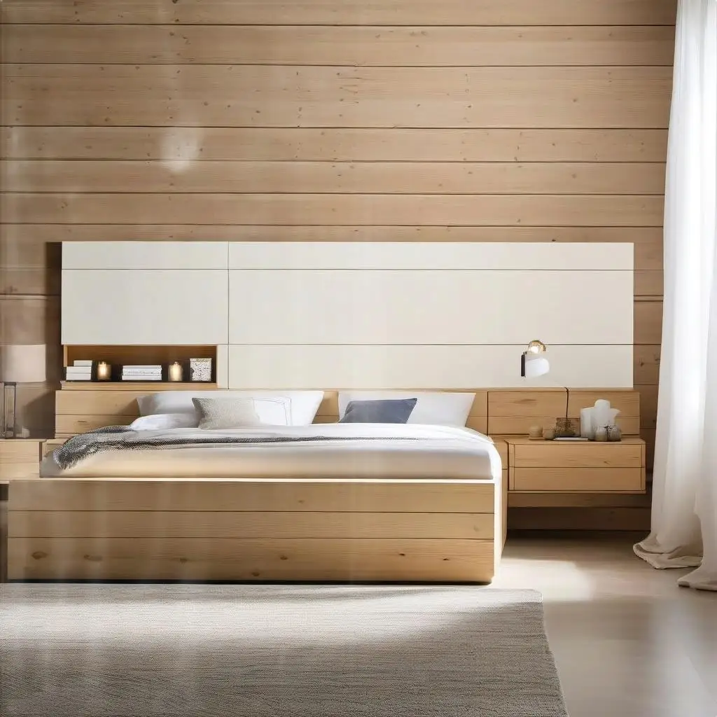 Elegant White Solid Wood Pine Bed Headboard 206x4x100 cm - Modern Bedroom Decor