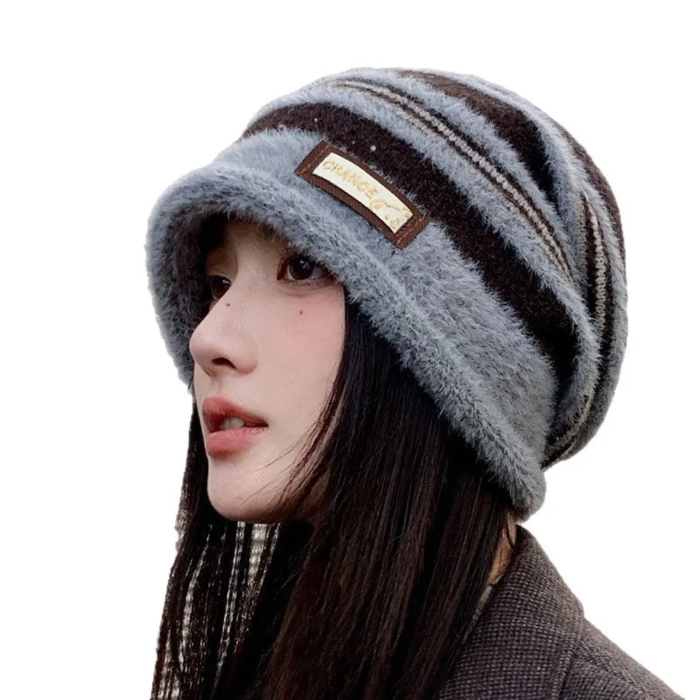 Polyester Fleece Slouchy Beanie Hat Large Head Circumference 58cm to 60cm Knitted Beanie Hat Windproof Casual Winter Beanie Hat