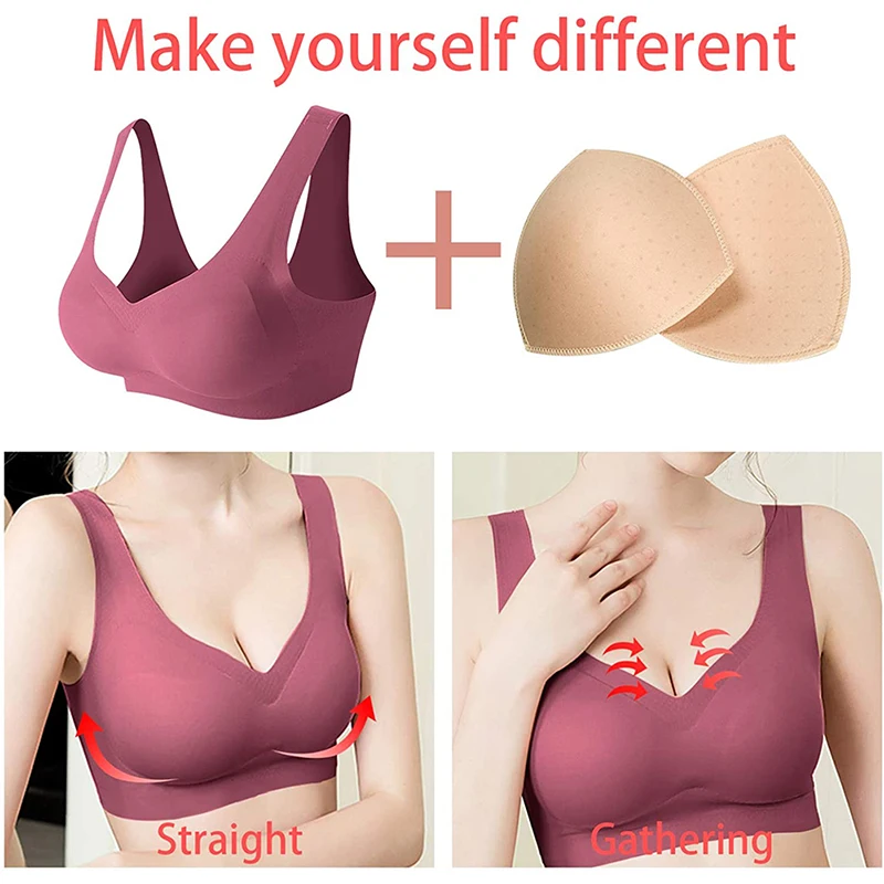 3 Pairs Removable Bra Triangle Insert Pads Women\'s Comfy Sports Cups Bra Sewn Insert for Bikini Top Swimsuit (for Cup A/B/C/D)