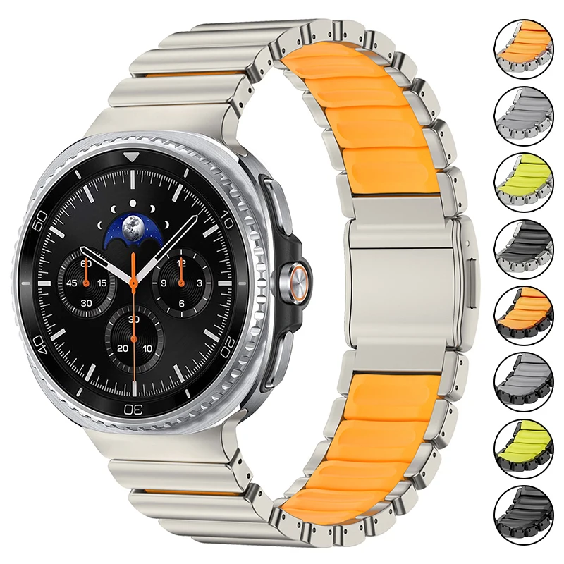 

Титановый+силиконовый магнитный ремешок для Samsung Galaxy Watch 8 Classic 46 мм, металлический браслет для Galaxy Watch 8 40 мм 44 мм, ремешок на запястье