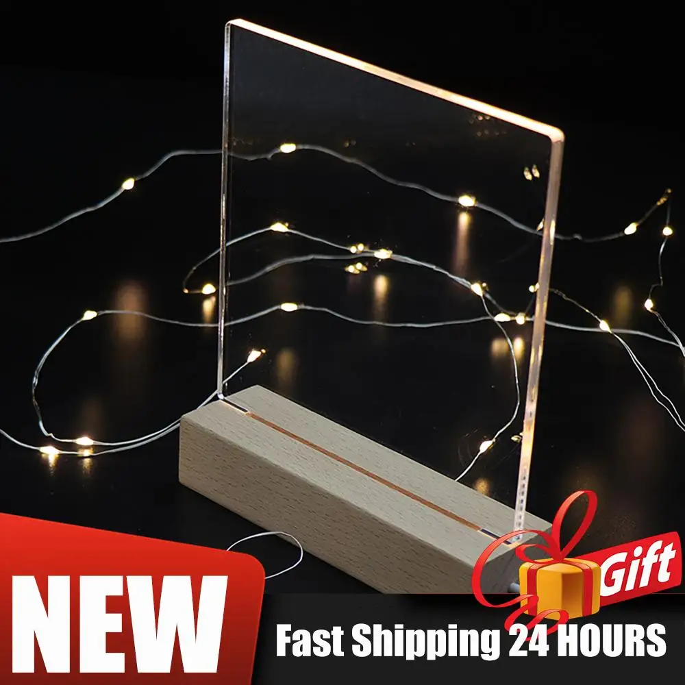 1-5 قطعة LED قاعدة عرض الخشب الإبداعية USB مضاءة حامل كريستال خشبية مضاءة قاعدة حامل ثلاثية الأبعاد اليدوية USB قاعدة خشبية الحلي