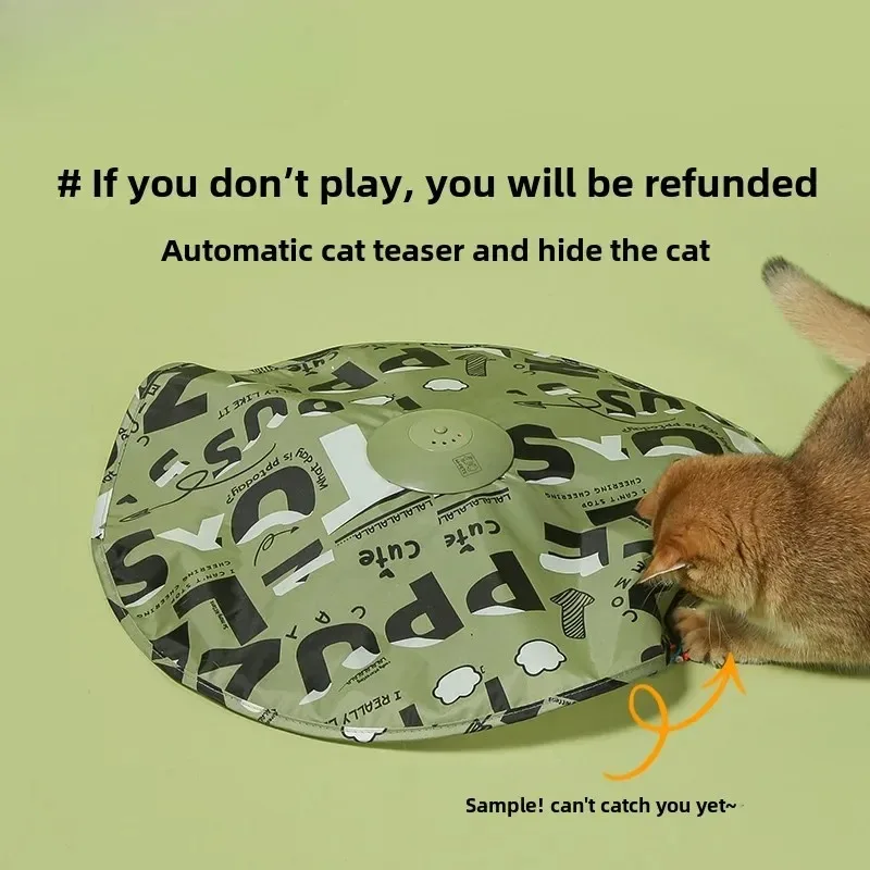 

Автоматическая игрушка-тизер для кошек, обогащенное колесо для самостоятельной игры с развевающимися перьями, интерактивная развлечения для котенка для снятия скуки