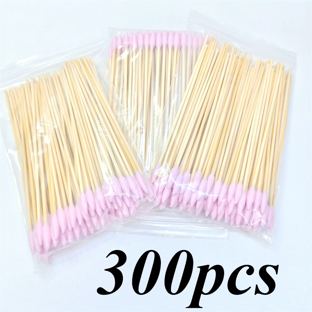 100/300 Stück 6 Zoll lange Wattestäbchen mit Holzgriffen, Applikator mit Baumwollspitze zum Reinigen, Wattestäbchen, Öl-Make-up – Detail 35