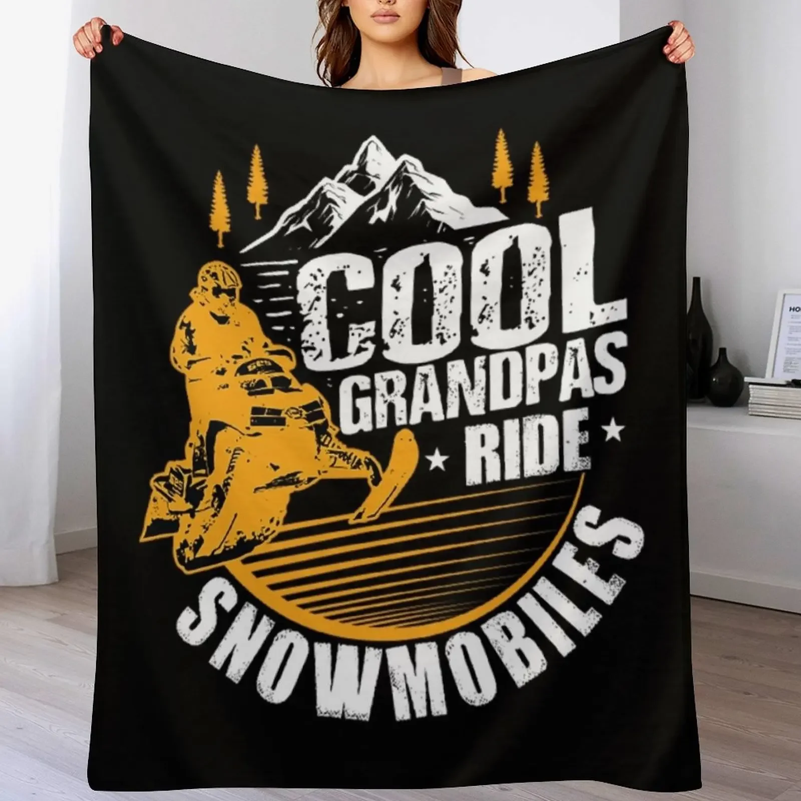 

Grandpa T-ShirtCool Grandpas Ride Snowmobiles Throw Blanket Large Luxury Loose Furry Blankets
