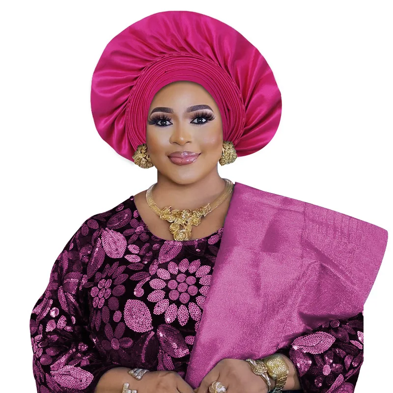 2025 New African Headtie Turban Nigeria Head Ties Already Made Auto Gele Women Head Wraps Bonnet Hat Headscarf for Wedding Party