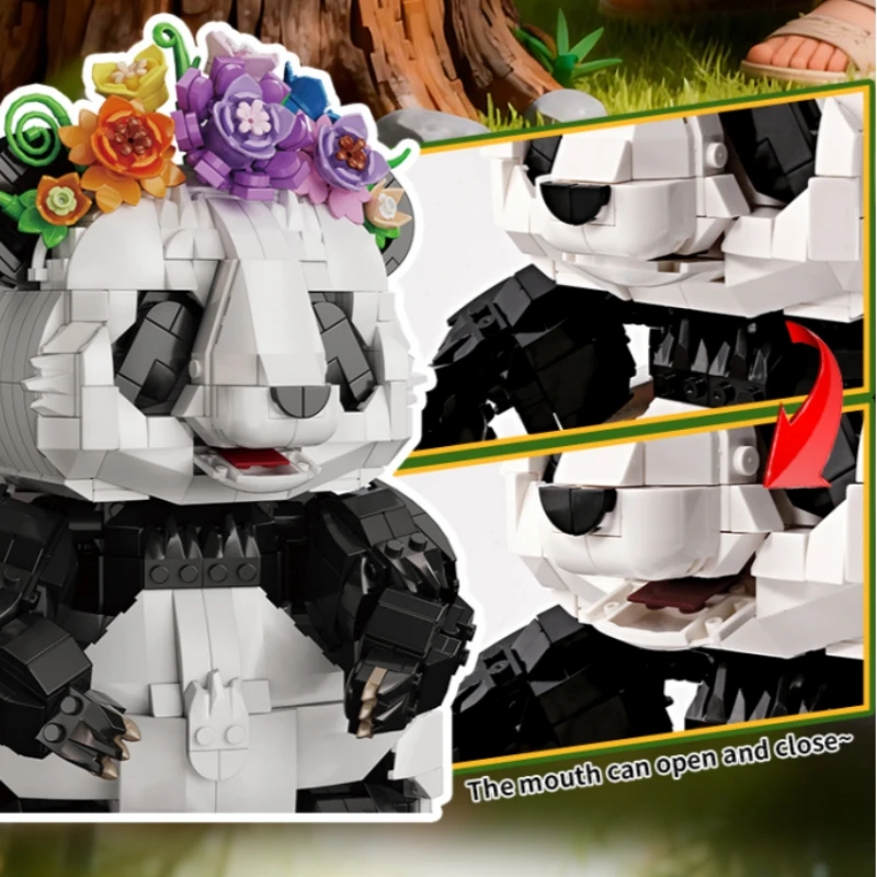 1501Pcs Giant Panda Eating Bamboo Building Blocks Creative Model Asian Animals Collection Luxury Gift Set For Kid Adult