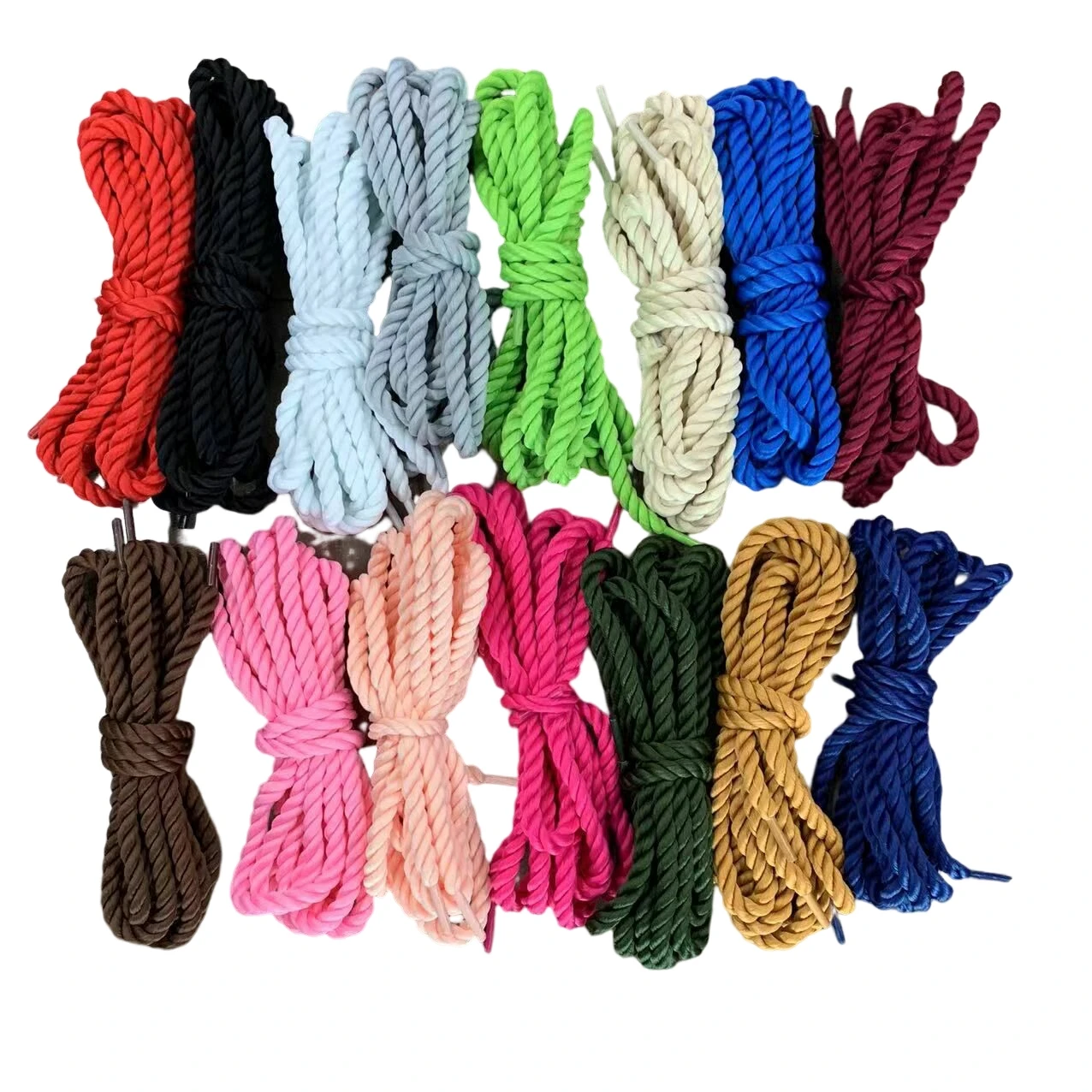 Colorful 7mm Round Soft 3 Strands Twisted Rope Cotton Rope for Twisted Shoe Laces Home Decoration DIY Crafting