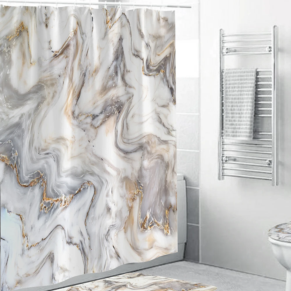 2021 Modern Art Marble Shower Curtain Bathroom Toilet Decoration Thickened Waterproof and Mildew Proof Shower Curtain