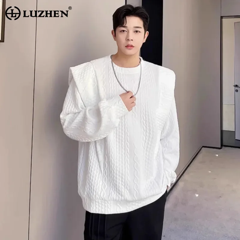 

LUZHEN 3D Design 2025 Embossed Trendy Double Layered Personalized Shoulder Loose Sweatshirt Men's Elegant Casual Clothes JY5547