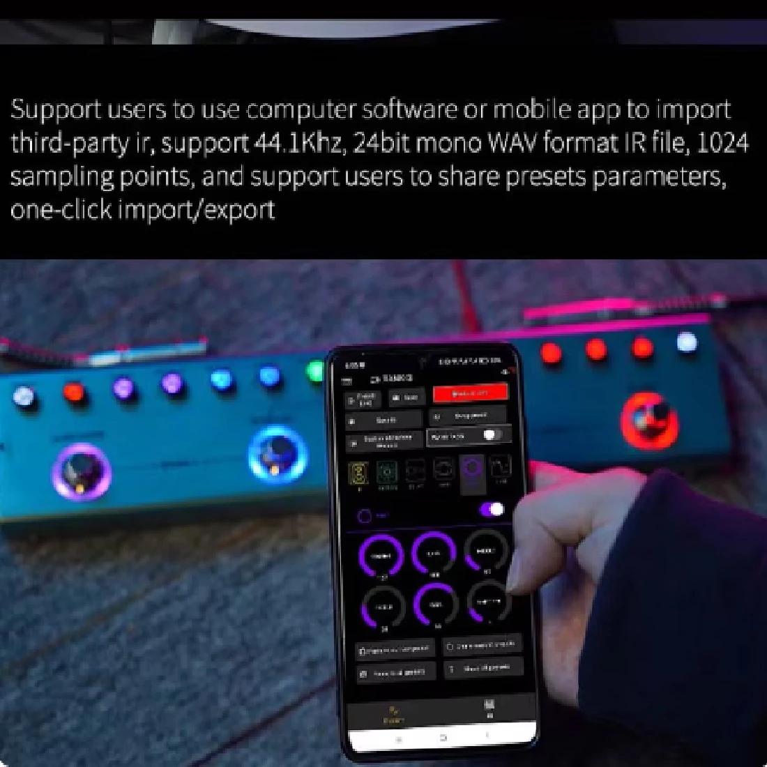 Pedał multiefektowy do gitary M-vave Tank-G z 36 presetami, 9 slotami przedwzmacniacza, 3-pasmowym ekwibratorzem, 8 slotami IR Cab, 3 efektami modulacyjnymi: Delay i Reverb